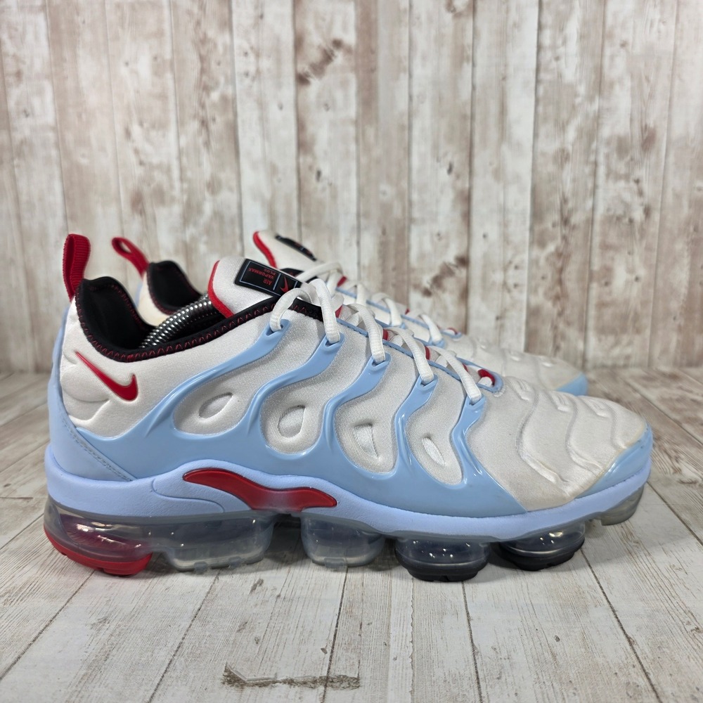 Nike Air VaporMax Plus Men's Shoes‎ White Light Blue Red CW6974 100 Sz 11